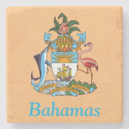 Bahamas with Coat of Arms (Caribbean Paradise) Stone Coaster