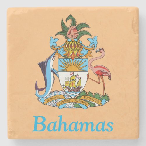 Bahamas with Coat of Arms Caribbean Paradise Stone Coaster
