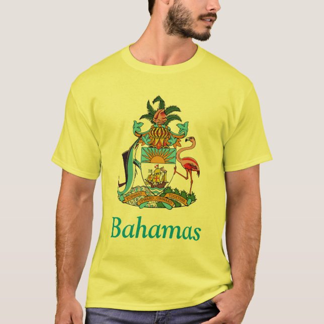 Bahamas with Coat of Arms (Island Paradise) T-Shirt (Front)
