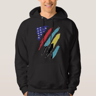 Bahamian American Patriot Grown Heart Flag Stripes Hoodie