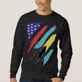 Bahamian American Patriot Grown Heart Flag Stripes Sweatshirt