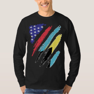 Bahamian American Patriot Grown Heart Flag Stripes T-Shirt