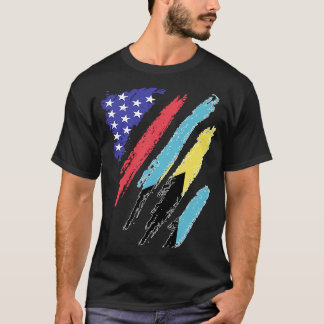 Bahamian American Patriot Grown Heart Flag Stripes T-Shirt
