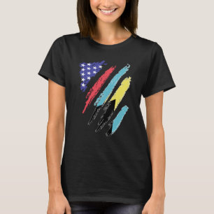 Bahamian American Patriot Grown Heart Flag Stripes T-Shirt