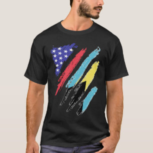 Bahamian American Patriot Grown Heart Flag Stripes T-Shirt