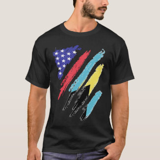 Bahamian American Patriot Grown Heart Flag Stripes T-Shirt