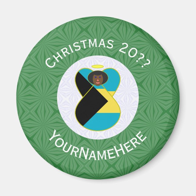 Bahamian Dark Angel Christmas Flag Personalized  Magnet (Front)