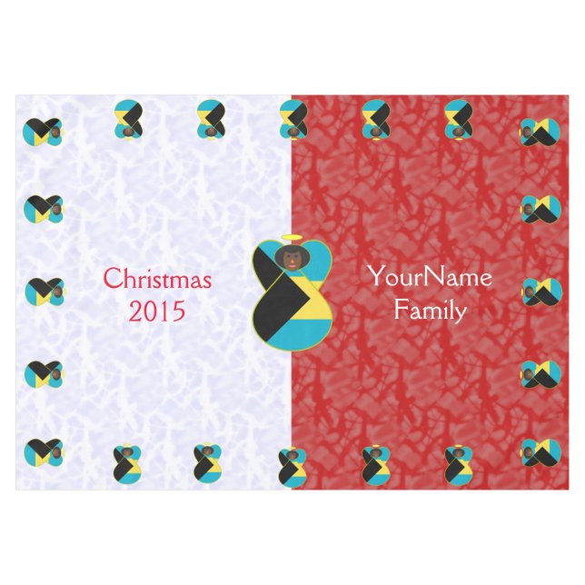 Bahamian Flag Angel African Red White Personalized Tablecloth (Front (Horizontal))