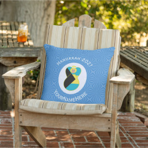 Bahamian Flag Angel Hanukkah Blonde Outdoor Pillow