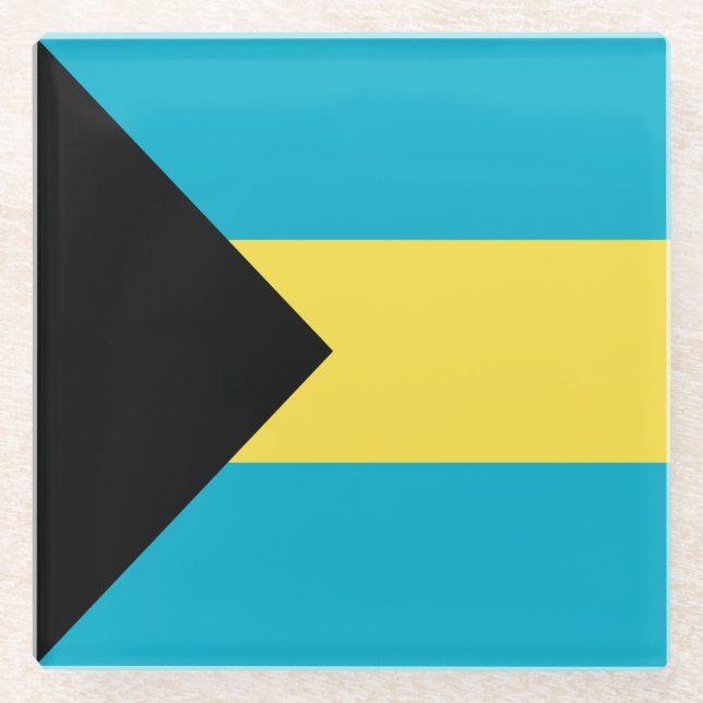 Bahamian Flag Glass Coaster (Front)