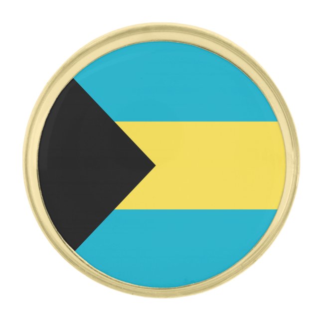 Bahamian Flag Gold Finish Lapel Pin (Front)