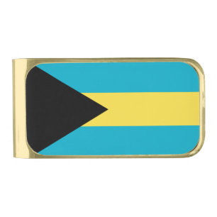 Bahamian Flag Gold Finish Money Clip