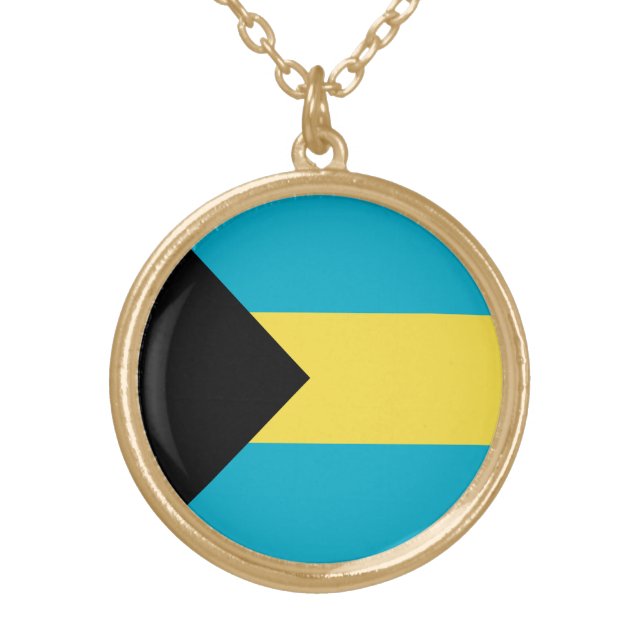 Bahamian Flag Gold Plated Necklace (Front)