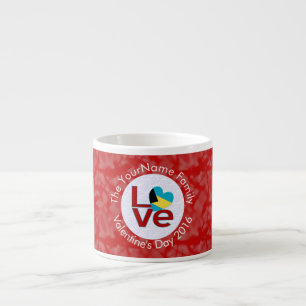 Bahamian Flag Heart LOVE Red Personalized Text Espresso Cup
