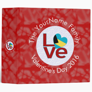 Bahamian Flag Red Letter LOVE Flag Personalized 3 Ring Binder