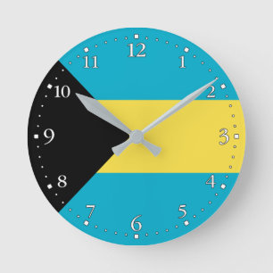 Bahamian Flag Round Clock