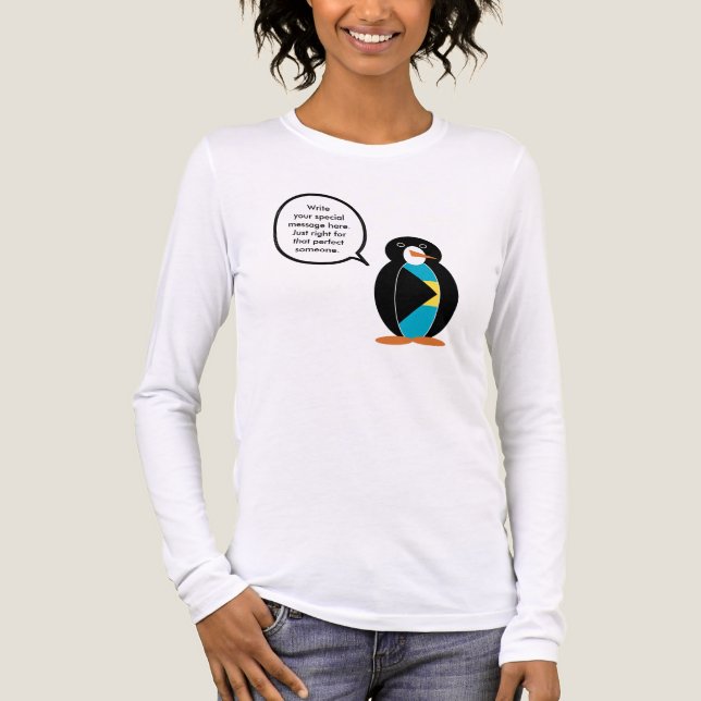 Bahamian Flag Wildlife Penguin Personalized Gift Tri-Blend Shirt (Front)