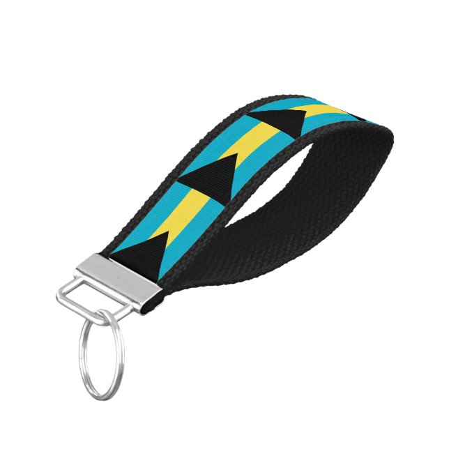 Bahamian Flag Wrist Keychain (Angled Down)