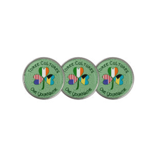 Bahamian Irish American Flag Shamrock Personalized Golf Ball Marker