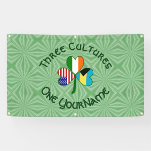 Bahamian Irish American Flags Shamrock Personalize Banner