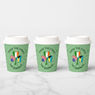 Bahamian Irish American Shamrock Personalized Text Paper Cups