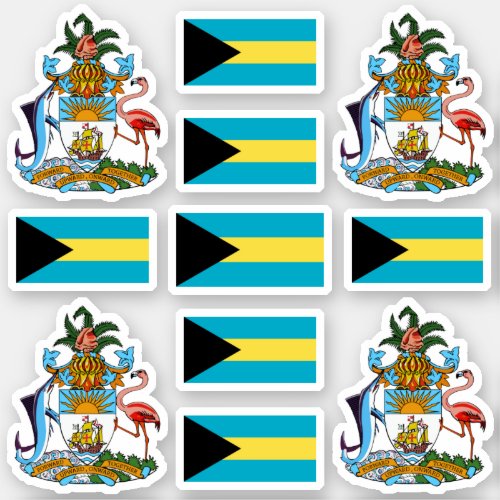 Bahamian state symbols  coat of arms and flag sticker