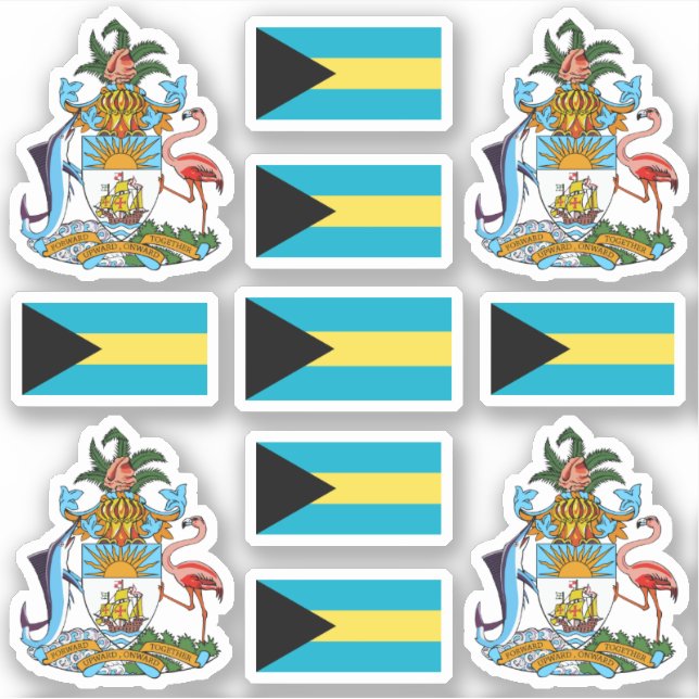 Bahamian state symbols / coat of arms and flag sticker (Front)