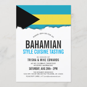Bahamian Themed Cuisine Party Flag Invite White