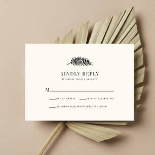 Bahia Minimal Palm Leaf Tropical Wedding RSVP Card