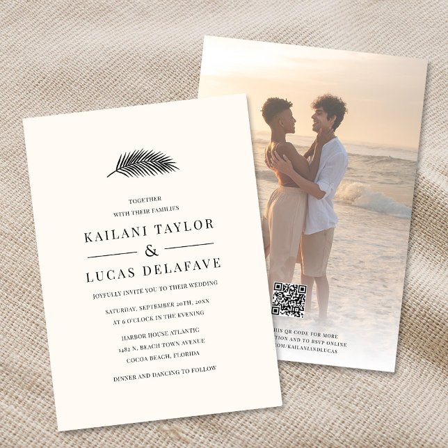 Bahia Modern Minimal Palm Leaf Wedding Invitation (Creator Uploaded)