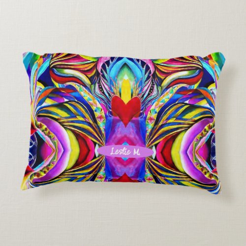 Bahia vacation inspired colorful red heart custom  accent pillow
