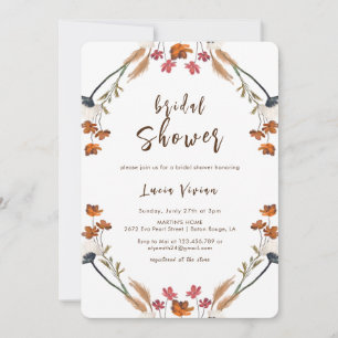 Baho Wildflower Pampas Grass Bridal Shower Invitation