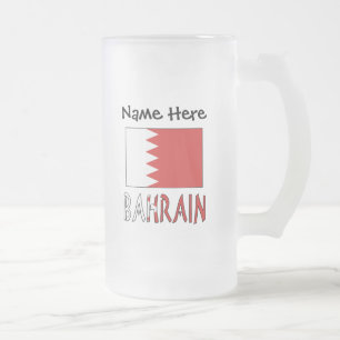 Bahrain and Bahraini Flag Personalized  Frosted Glass Beer Mug
