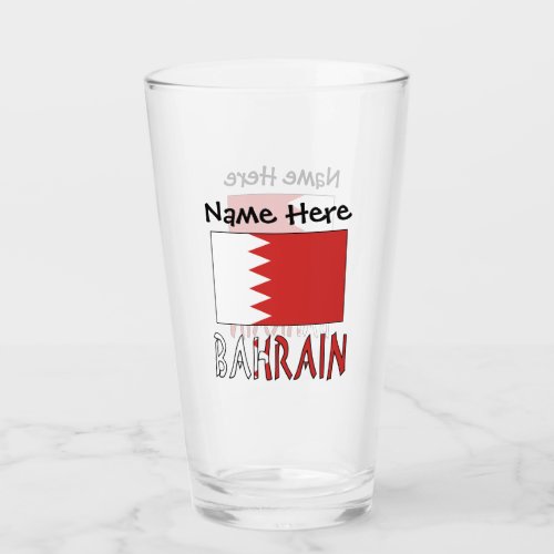 Bahrain and Bahraini Flag Personalized  Glass