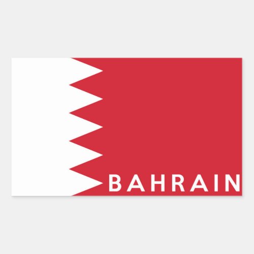bahrain country flag symbol name text rectangular sticker