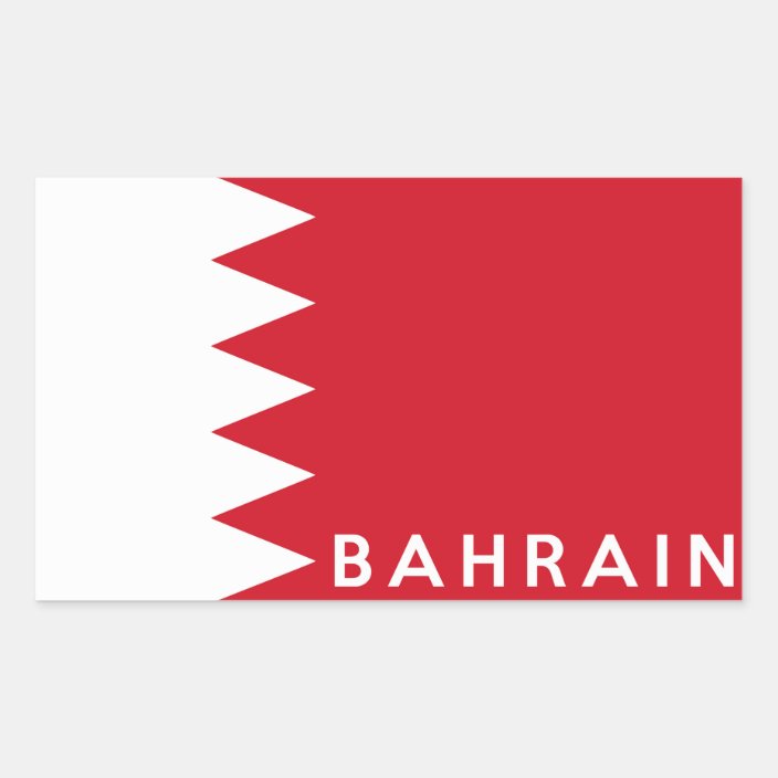 bahrain country flag symbol name text rectangular sticker | Zazzle.com