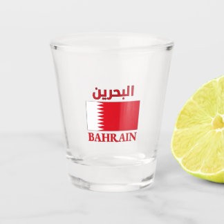 Bahrain Flag البحرين Arabic & English WordArt Shot Glass