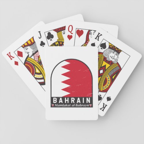 Bahrain Flag Emblem Distressed Vintage Poker Cards