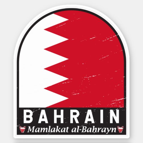Bahrain Flag Emblem Distressed Vintage Sticker