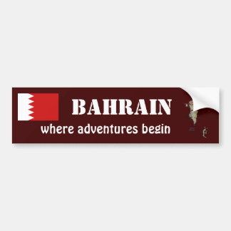 Bahrain Flag + Map Bumper Sticker