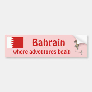 Bahrain Flag + Map Bumper Sticker