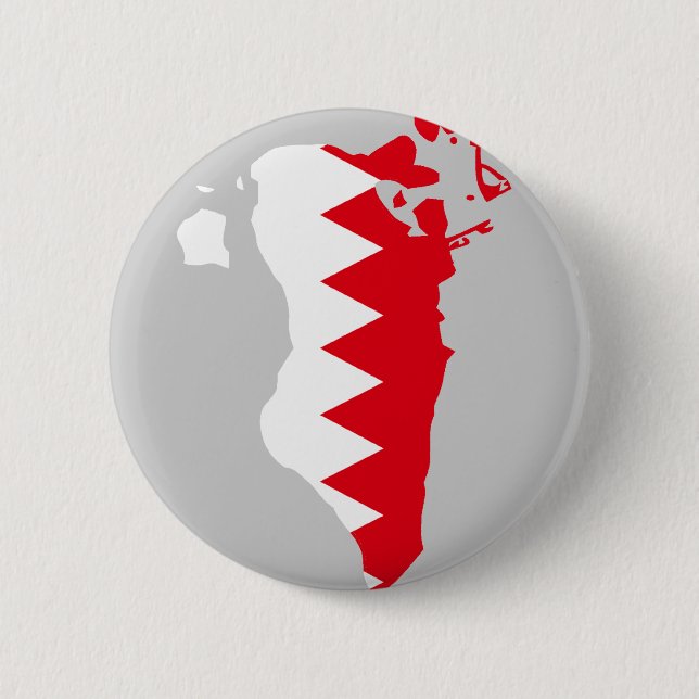 Bahrain flag map pinback button (Front)
