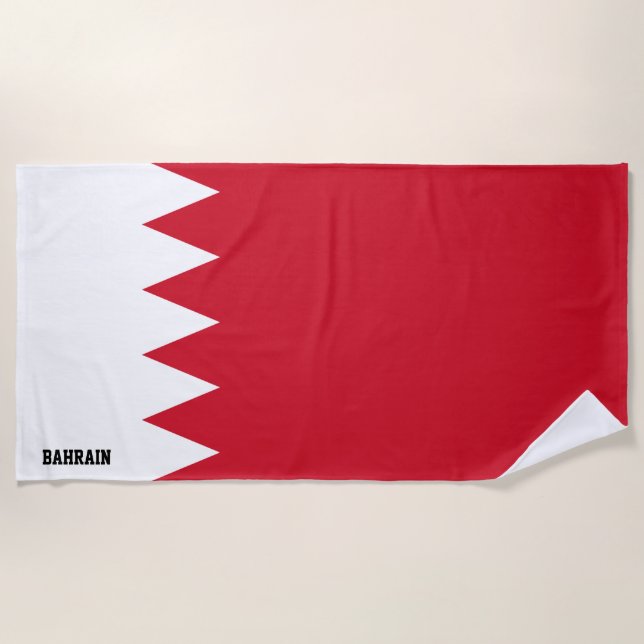 Bahrain Flag Splendid Patriotic Beach Towel (Front)