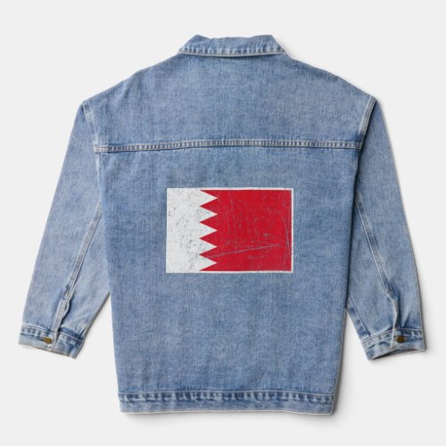 Bahrain Flag with vintage Bahraini national colors Denim Jacket