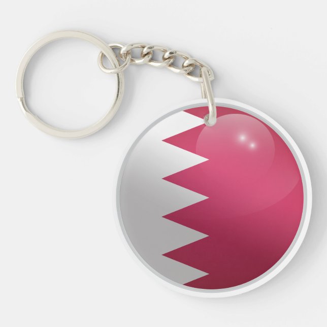 Bahrain Glossy Circle Flag  Keychain (Front)