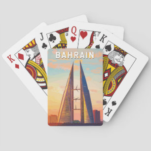 Bahrain Illustration Travel Art Vintage Poker Cards