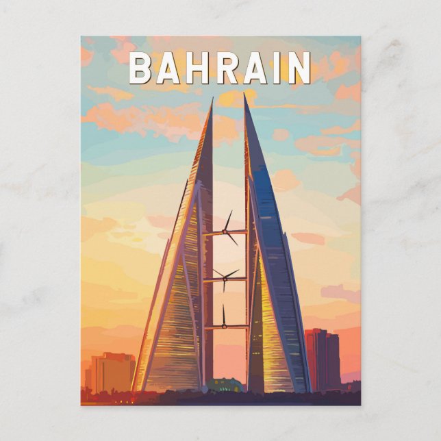 Bahrain Illustration Travel Art Vintage Postcard (Front)