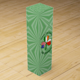 Bahrain Ireland USA Shamrock Flag Personalized  Wine Box