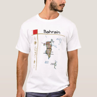 Bahrain Map + Flag + Title T-Shirt
