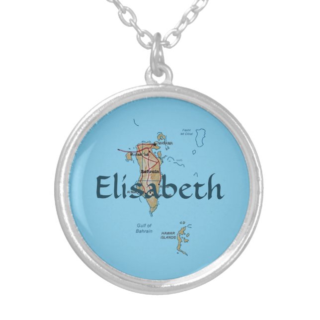 Bahrain Map + Name Necklace (Front)